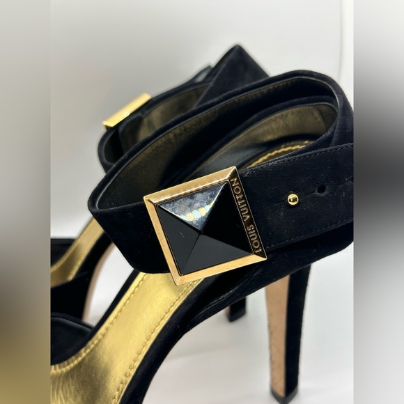 Sold-LOUIS VUITTON Pony Style Open-Toe Black Pumps - Picture 6 of 12